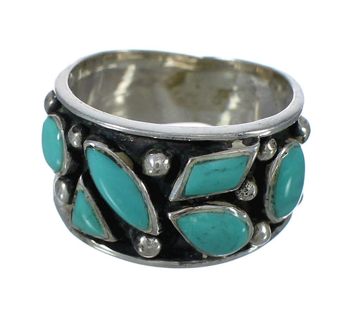 Southwest Sterling Silver Turquoise Jewelry Ring Size 8 FX91322